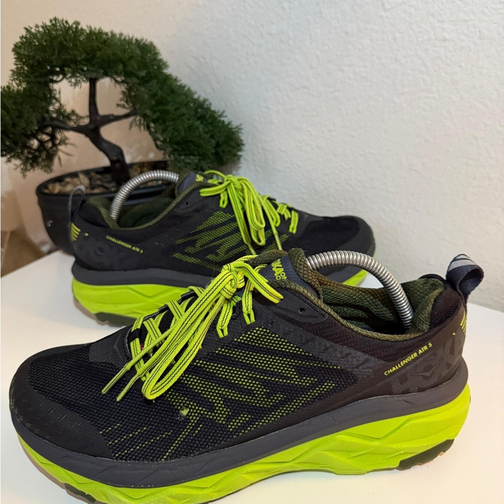 Hoka Black and Neon Green Athletic Shoes - Picture 4 of 10